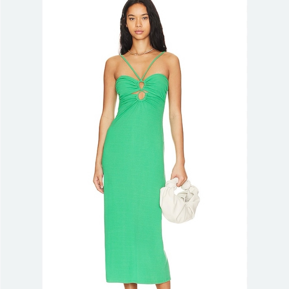 l*space Emerald Green Strappy Midi Dress with Keyhole Rings